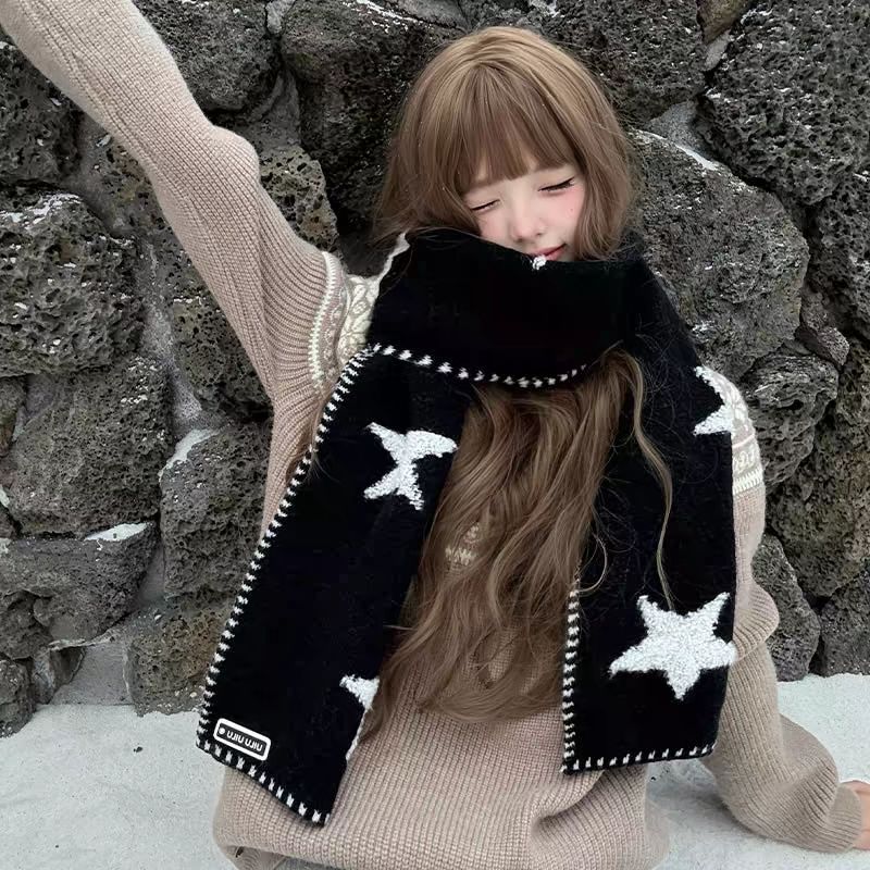 Main Images4 Star Pattern Soft Knit Winter Scarf - Image 1