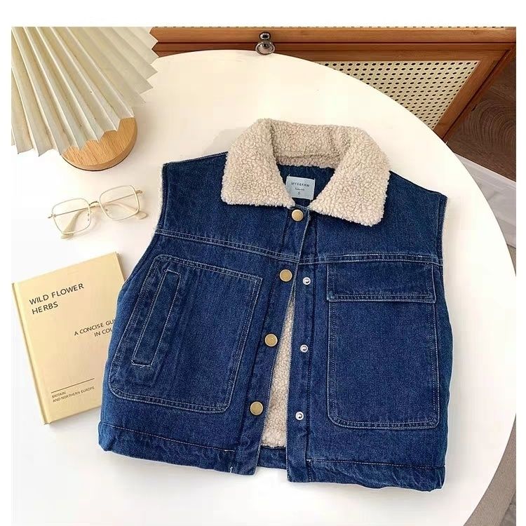 Main Images5 Thick Fleece-Lined Denim Vest - Image 1