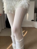 Milky White Cable Knit Sheer Tights - Image 8