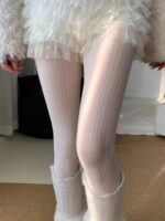 Milky White Cable Knit Sheer Tights - Image 9