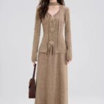 French Red V-Neck Knit Top & Skirt Set - Image 8