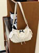 Korean Sweet Lace Polka Dot Bow Shoulder Bag - Image 2