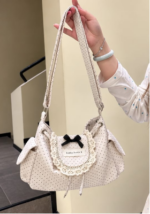 Korean Sweet Lace Polka Dot Bow Shoulder Bag - Image 3