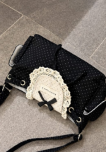 Korean Sweet Lace Polka Dot Bow Shoulder Bag - Image 4