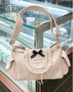 Korean Sweet Lace Polka Dot Bow Shoulder Bag - Image 5