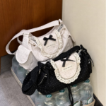 Korean Sweet Lace Polka Dot Bow Shoulder Bag
