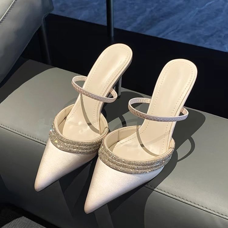 57714074-7b0b-4ea4-ac58-a8c23312621c Pointed-Toe Rhinestone Mule Heels - Image 1