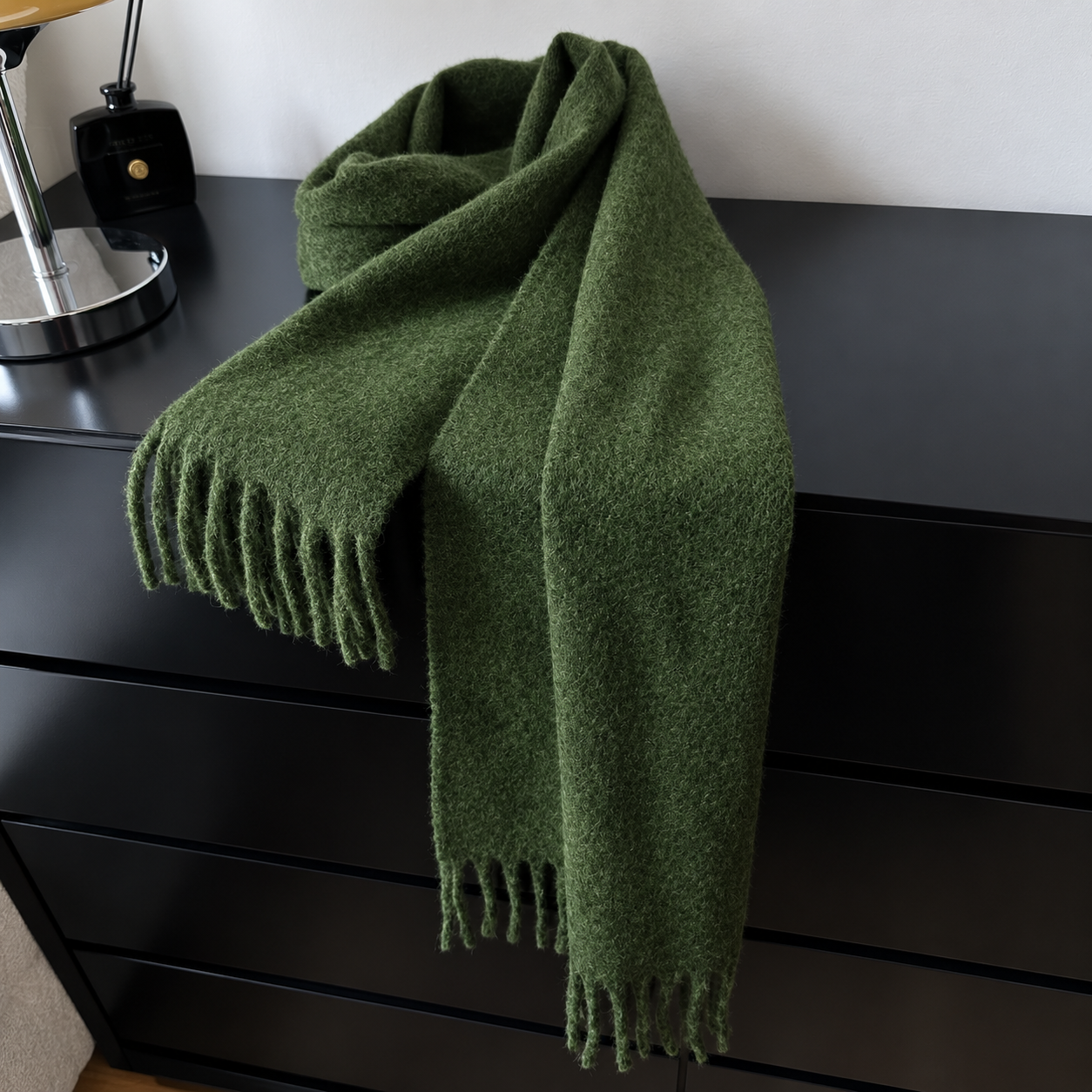 5837b968-d677-4139-8fa7-4cbc73dad1cf Women's Thick Fleece Winter Scarf – Korean Style Solid Color Warm Shawl with Fringes - Image 1