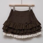 High Waist Lace Bow Mini Skirt
