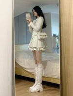 French Style Elegant Floral Mini Dress - Image 4