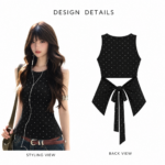 Polka Dot Backless Tie-Up Tank Top
