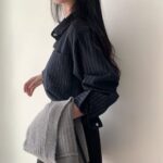 Retro Korean Striped Oversized Long Sleeve Shirt - Image 3
