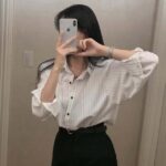 Retro Korean Striped Oversized Long Sleeve Shirt - Image 10