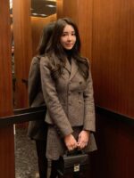 Houndstooth Double-Breasted Blazer & Skirt Set - Image 2