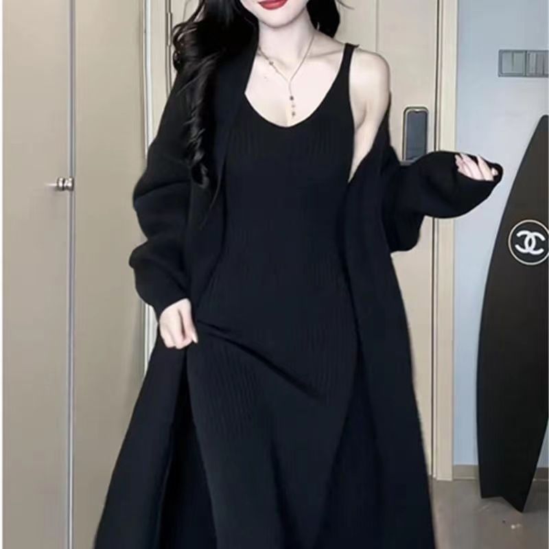 Main Images1 Knit Cardigan and Bodycon Sweater Dress Set - Image 1