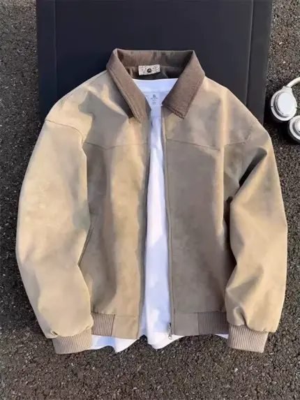 Unisex Tie-Dye PU Leather Harrington Jacket