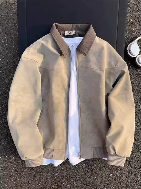 Main Images1 Unisex Tie-Dye PU Leather Harrington Jacket - Image 1