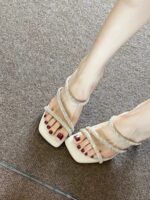 Square-Toe Rhinestone High Heel Mule - Image 10