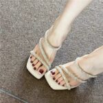 Square-Toe Rhinestone High Heel Mule - Image 2