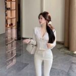 V-Neck Lace Satin Slim-Fit Crop Top - Image 7