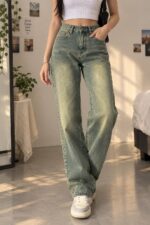 Vintage Green Wash Baggy Fit Jeans - Image 2
