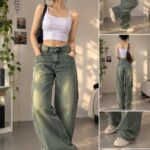 Vintage Green Wash Baggy Fit Jeans