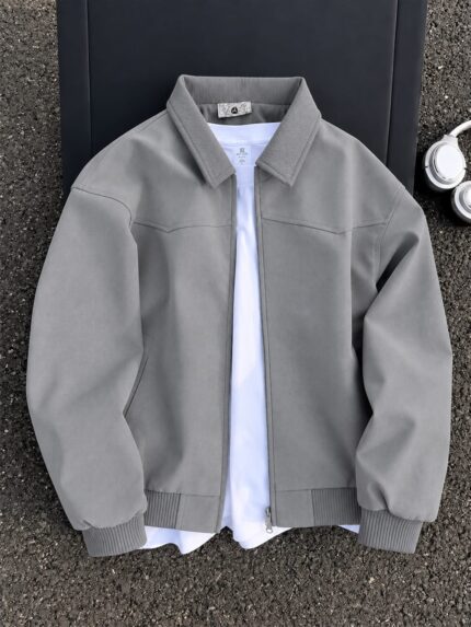 Unisex Tie-Dye PU Leather Harrington Jacket