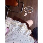 Bow Heart Polka Dot Lace V Neck Top - Image 7