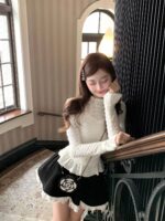Lace Mock Neck Fleece Thermal Top - Image 2