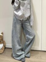 Rhinestone High-Waist Straight-Leg Jeans