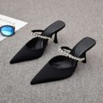 Pointed-Toe Rhinestone Strap Heels - Image 2