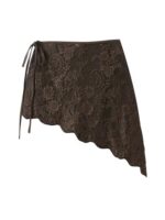 Lace Tie-Up Layered Mini Skirt