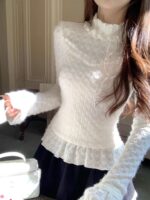 Lace Mock Neck Fleece Thermal Top - Image 3