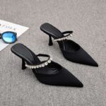 Pointed-Toe Rhinestone Strap Heels - Image 4