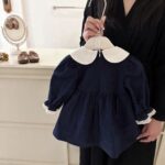 Baby Girl Peter Pan Collar Rabbit Embroidered Dress - Image 4
